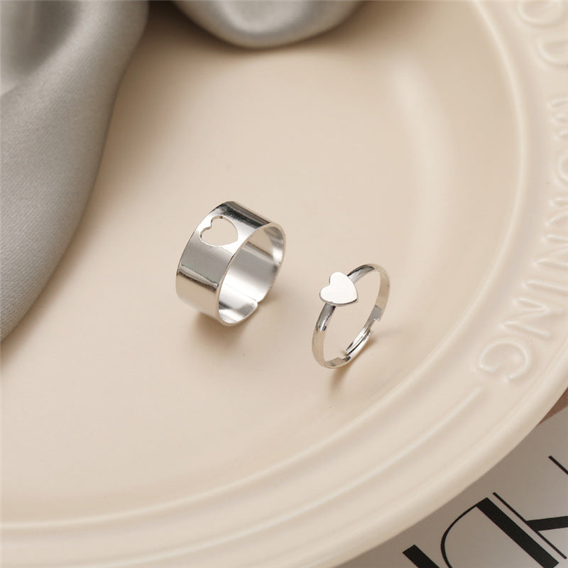 Fashion Black Butterfly Adjustable Couple Rings Set