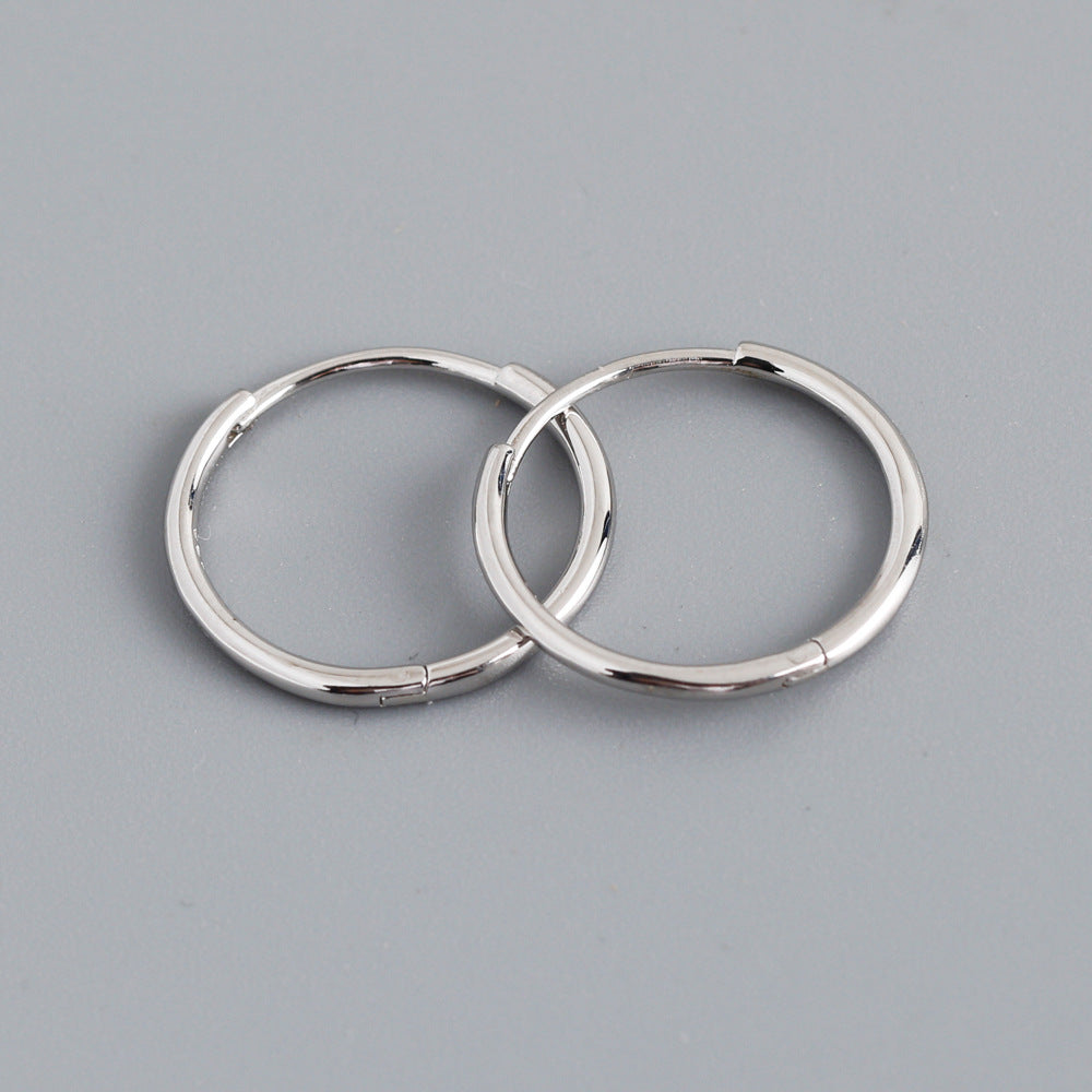 Simple Style Sterling Silver Circle Hoop Earrings