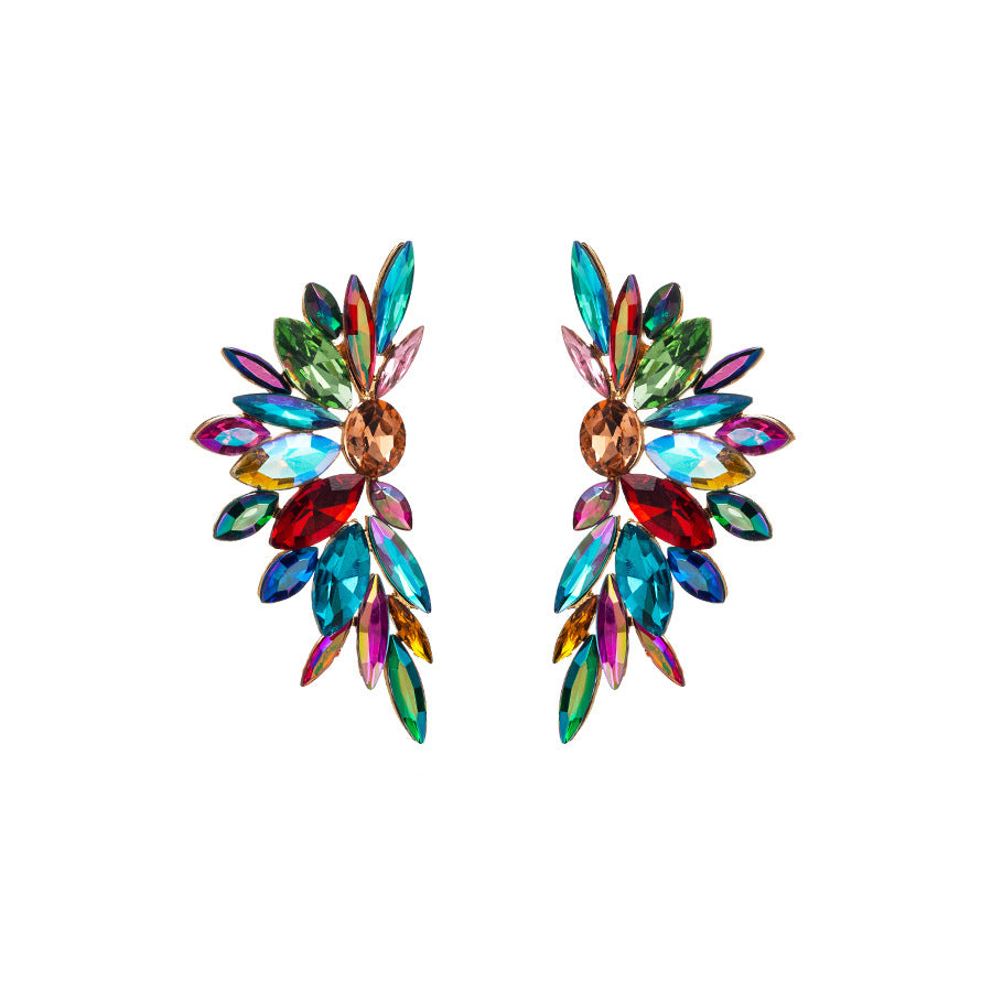 Baroque Floral Rhinestone Inlay Gold Plated Women's Earrings