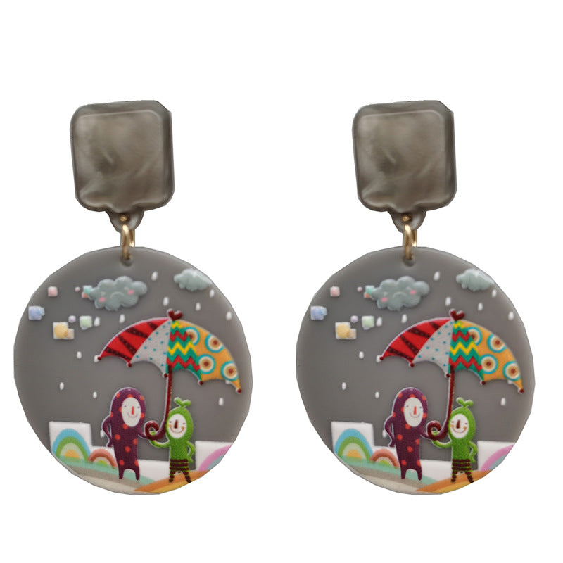Acrylic Cartoon Pattern Earrings Pendant