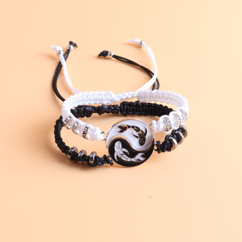 Simple Style Unisex Alloy Rope Bracelets - Yin Yang Design