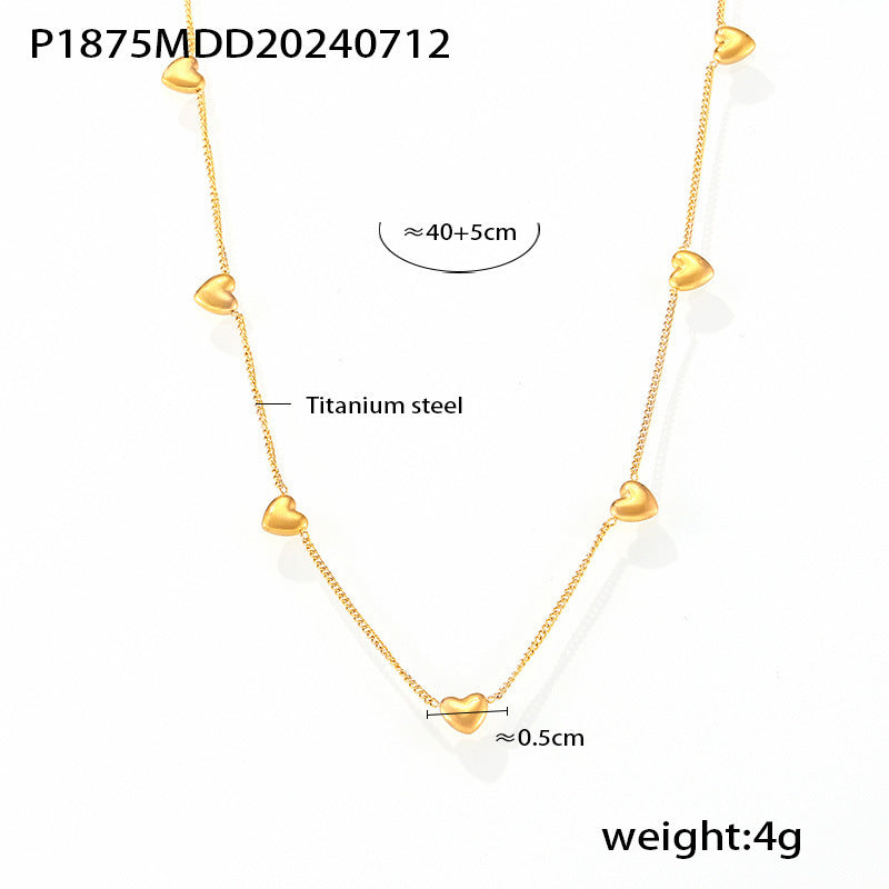 Heart Shape Minimalist Titanium Steel Necklace with Multi-Love Heart Design
