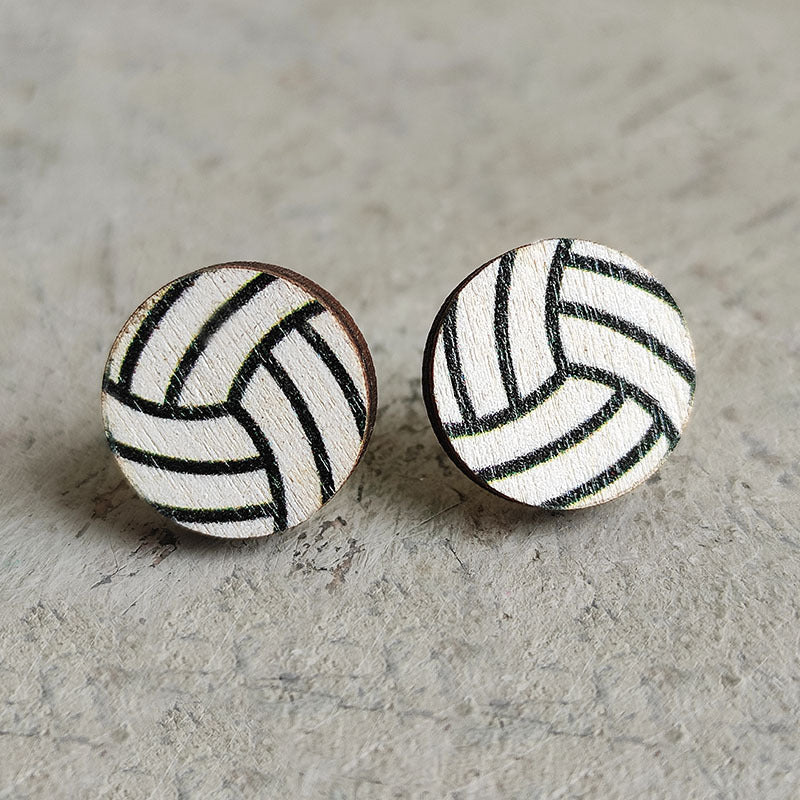 Original Design Sports Heart Shaped Wooden Stud Earrings for Women