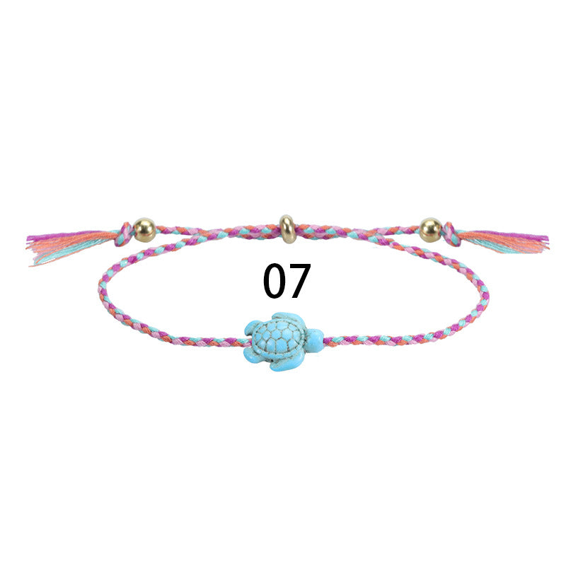Bohemian Turtle Anklet and Bracelet Set - Multicolor Beach Surf Style