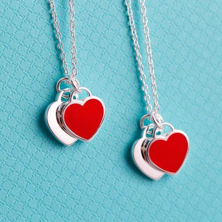 Heart Shape Enamel Pendant Necklace 925 Sterling Silver