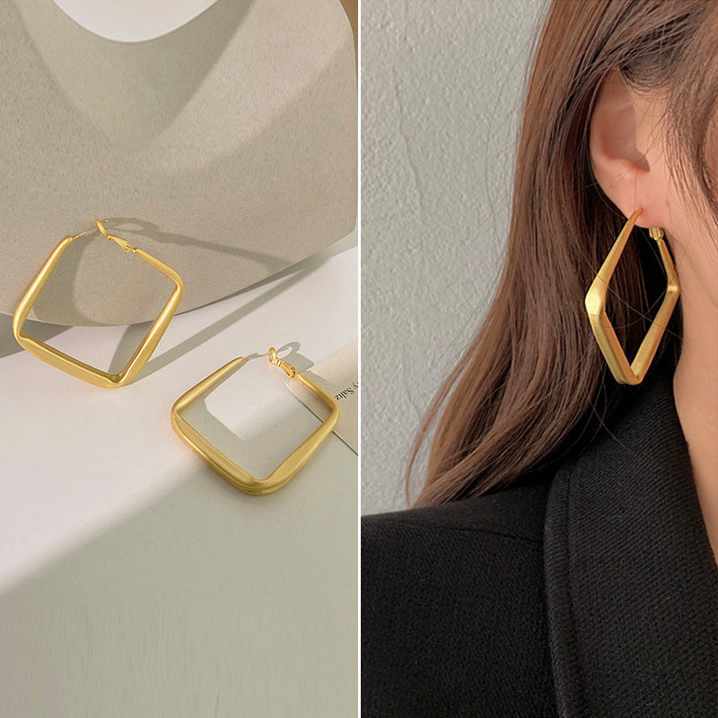Retro Geometric Alloy Plated Earrings with 925 Silver Needle