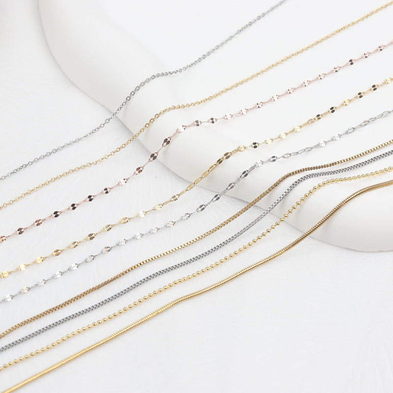 Simple Solid Titanium Steel Gold Inlaid Necklace with 18k Stainless Steel Cross and Box Chain, 45cm Lobster Clasp