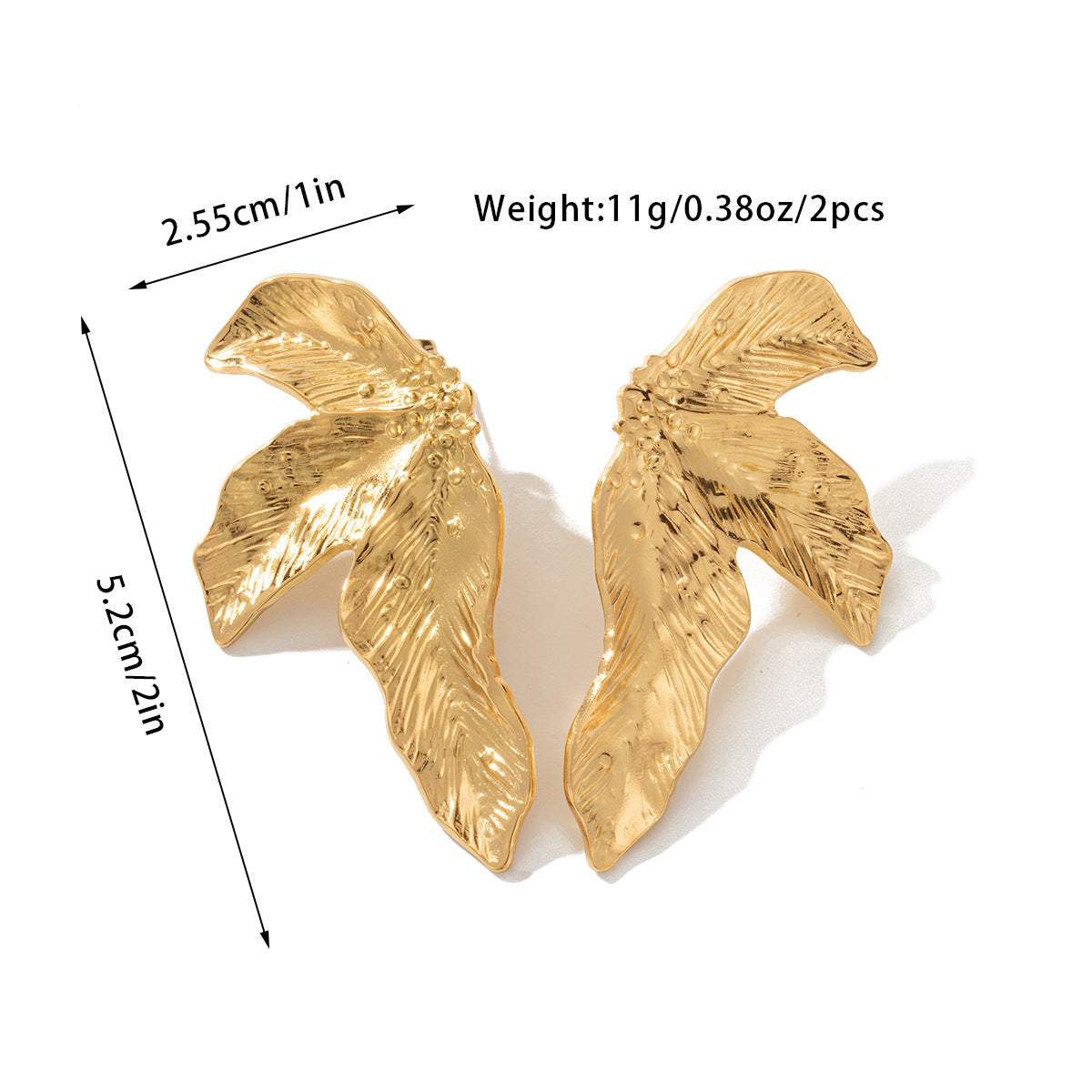 Retro Geometric Butterfly Tiger Eye 18K Gold Plated Titanium Steel Stud Earrings