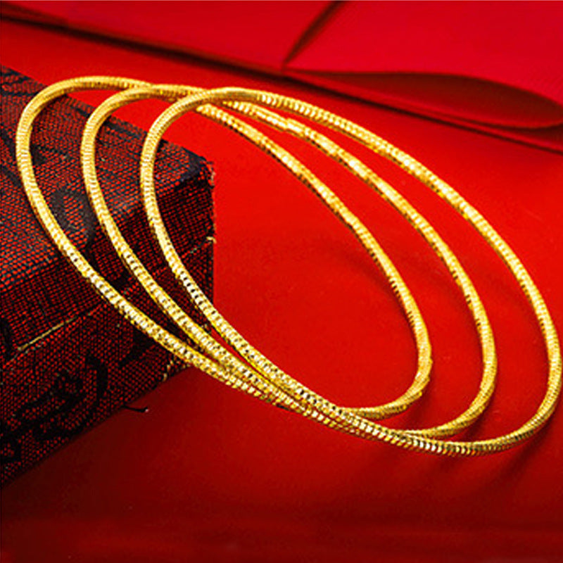 Simple Geometric Gold Plated Copper Bangle Bracelet