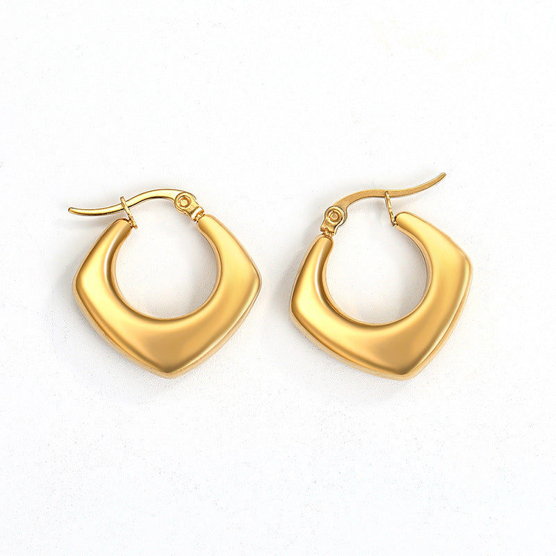1 Pair Minimalist Geometric Gold Plated Stainless Steel Drop Earrings
