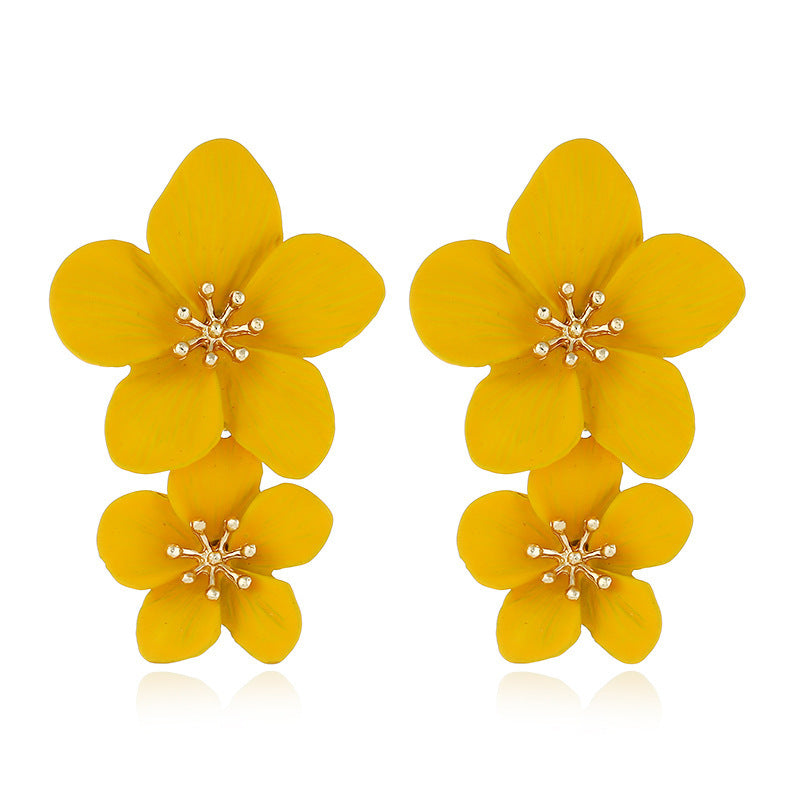 Women's Bohemian Floral Double Layer Drop Earrings NHLN148250