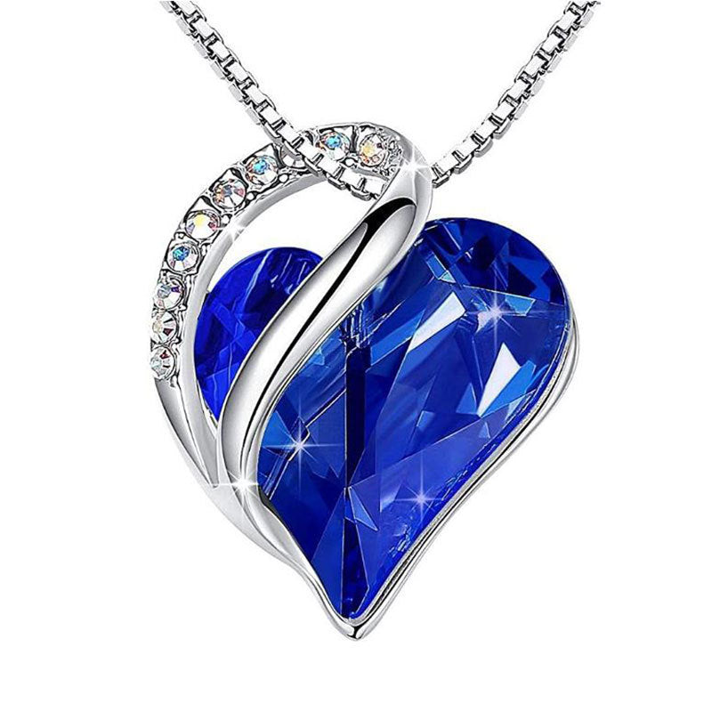 Heart Shape Crystal Birthstone Pendant Necklace