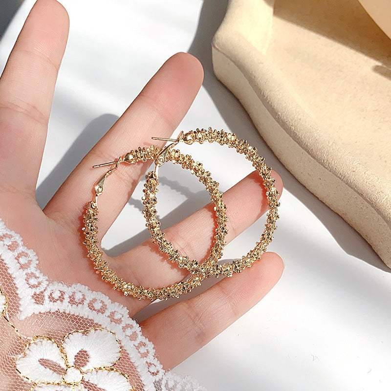 Retro Geometric Alloy Plated Hoop Earrings for Women