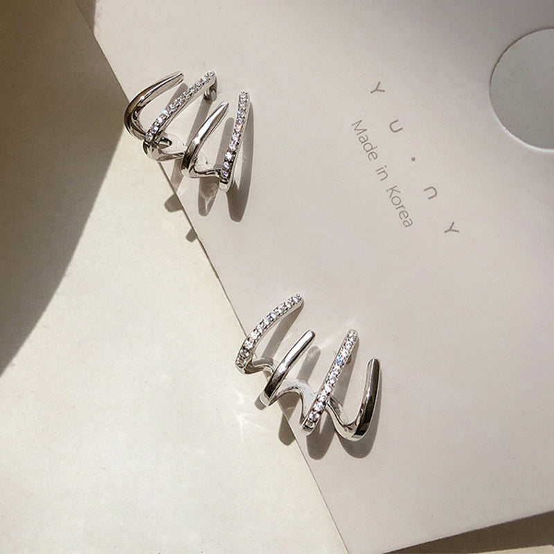 S925 U-Shaped Diamond Earrings - Korean Minimalist Vintage Style 2022