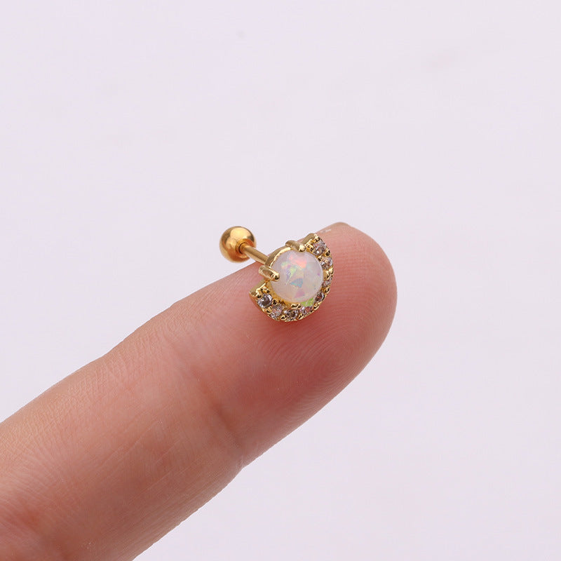 Korean Style Pineapple Zircon Stainless Steel Stud Earrings