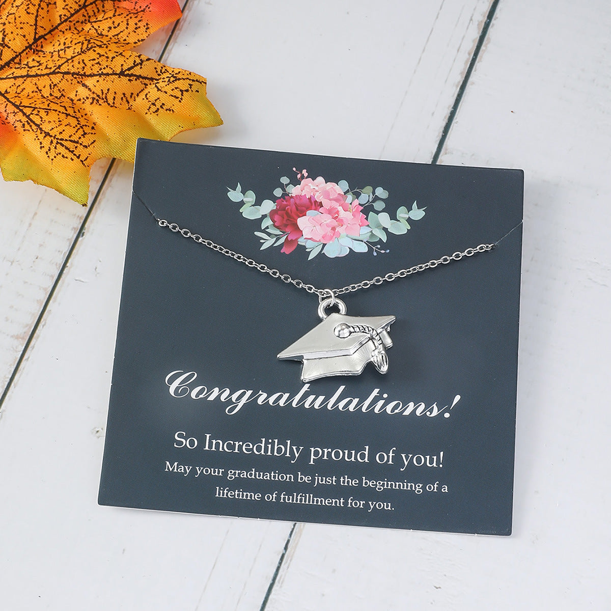 Graduation Cap Alloy Pendant Necklace for Unisex 2023