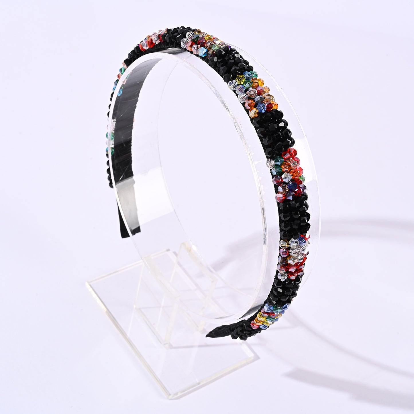 Retro Baroque Crystal Hair Band with Mixed Colors and Stripes