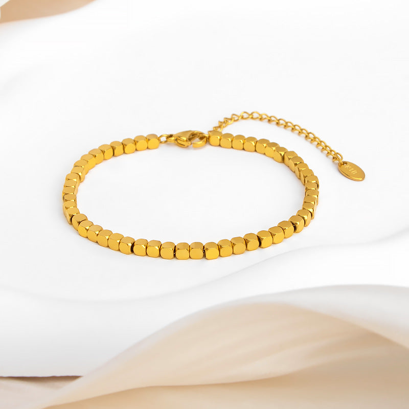 Men's Stainless Steel and 18K Gold Plated Chain Bracelet - Black and Gold, Minimalist Design