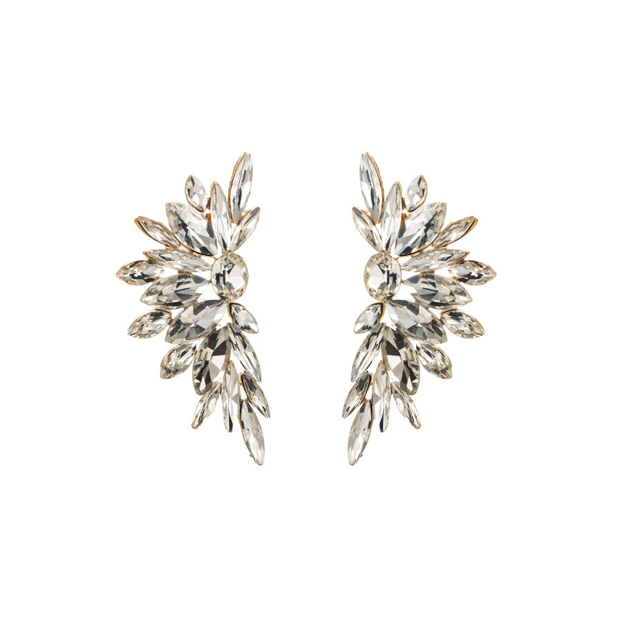 Baroque Floral Rhinestone Inlay Gold Plated Women's Earrings