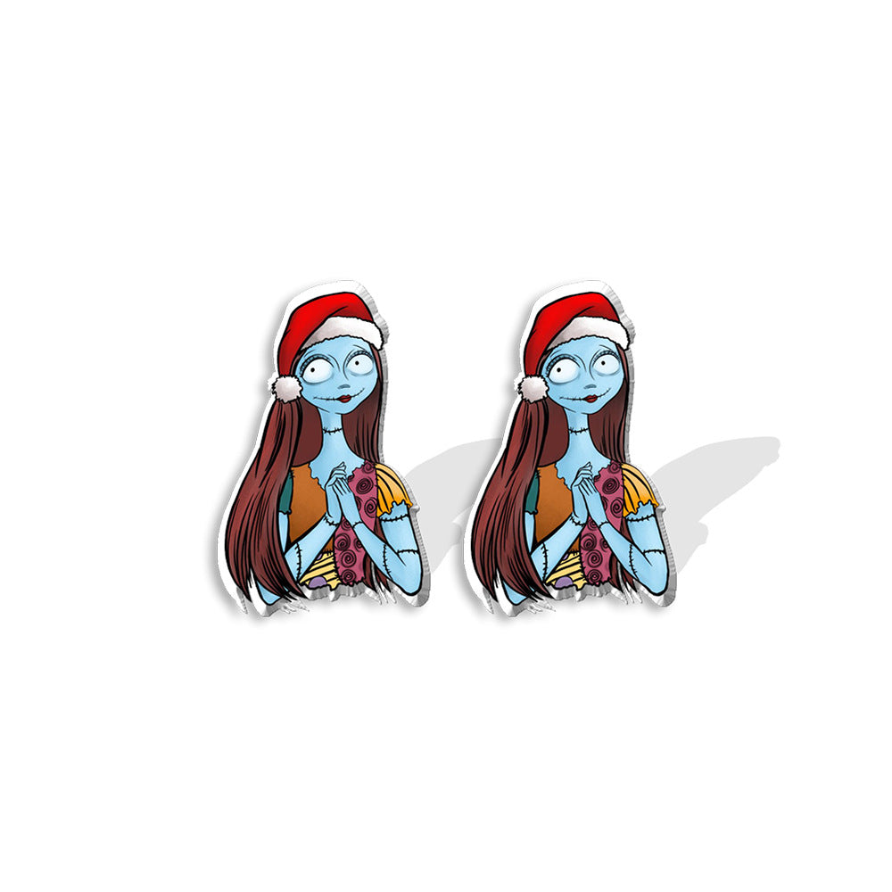 Cartoon Character Acrylic Asymmetric Earrings - Jack Skellington Design