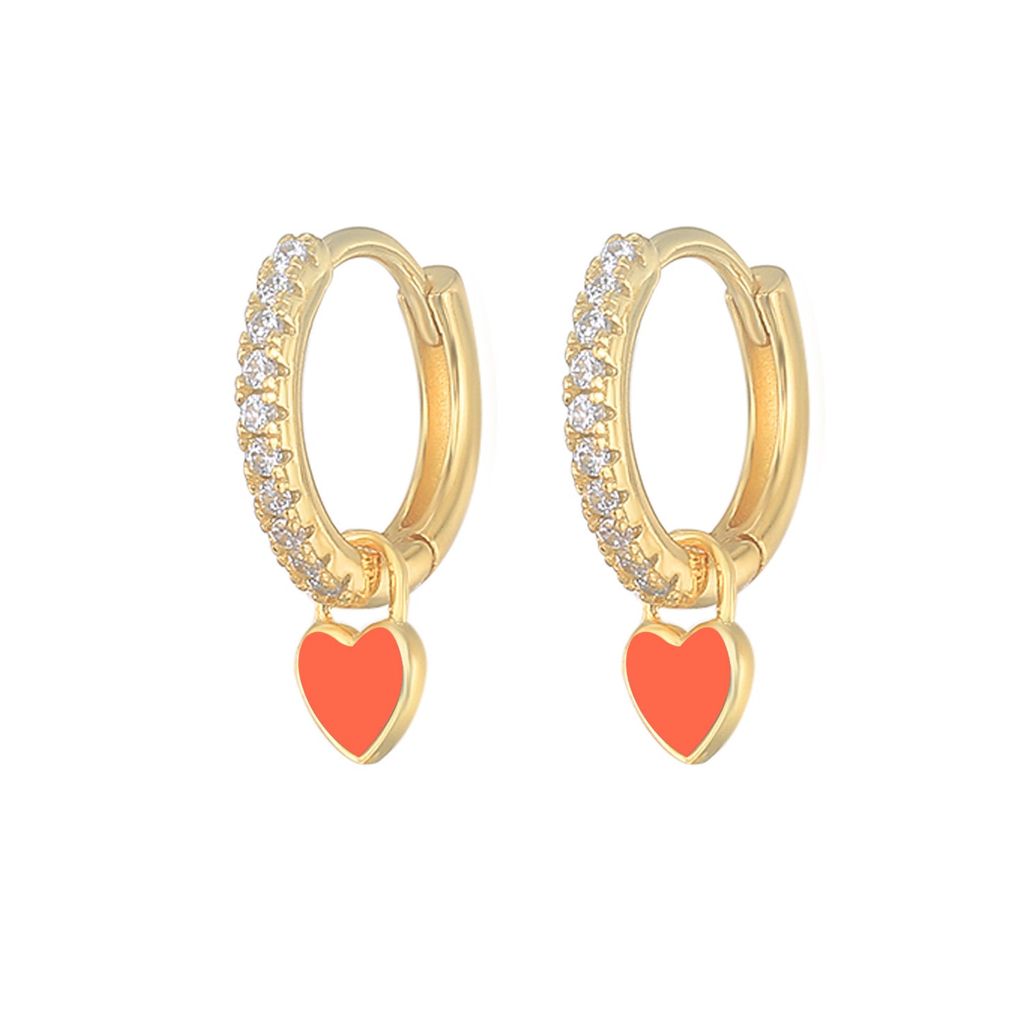 1 Pair Elegant Heart Shape Sterling Silver Zircon Earrings