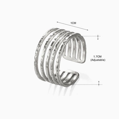 18K Gold Plated Stainless Steel Adjustable Open Line Ring