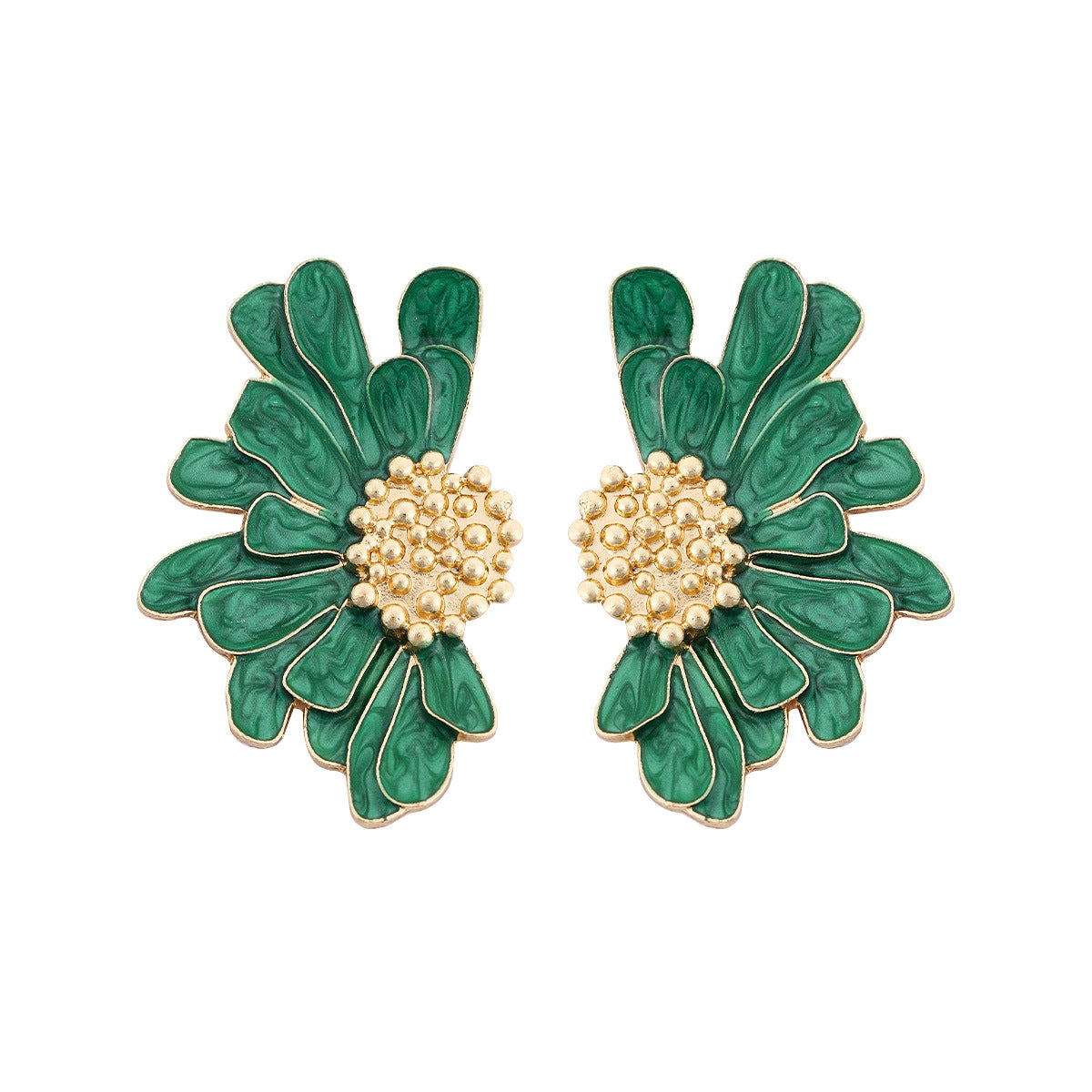 1 Pair Vintage Enamel Flower Petal Stud Earrings for Women