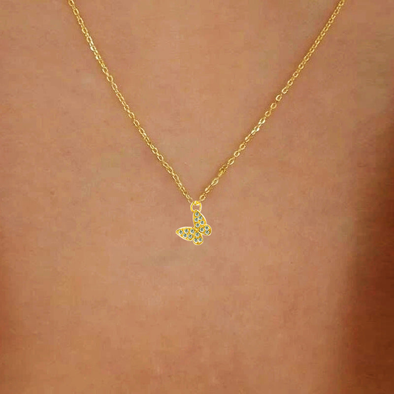 Artificial Pearl Butterfly Pendant Layered Necklace