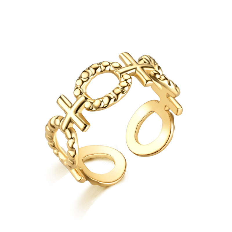 Fashion Vintage Heart Snake Titanium Steel Open Ring for Couples