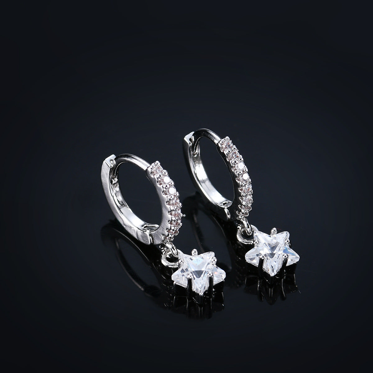 Fashion Star Minimalist Zircon Star Drop Earrings