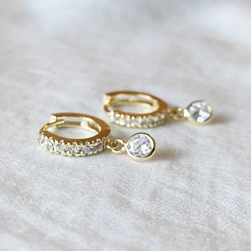 Fashion Geometric Circle Zircon Copper Gold-Plated Earrings