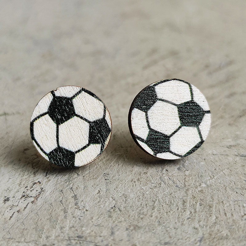 Original Design Sports Heart Shaped Wooden Stud Earrings for Women