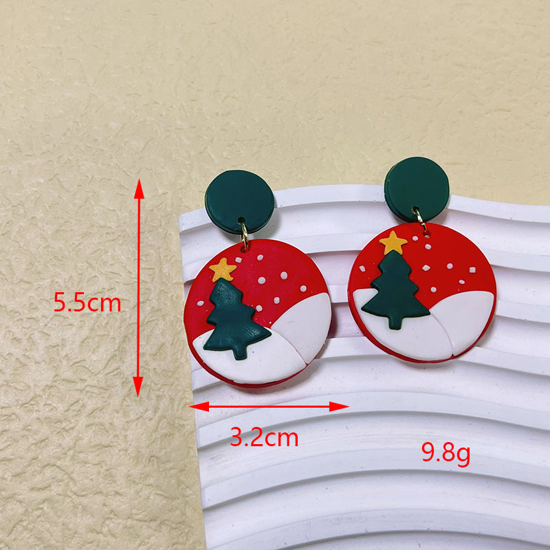 1 Pair Modern Style Christmas Tree & Snowman Polymer Clay Drop Earrings