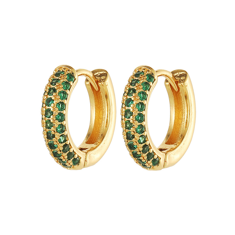 Fashion Round Zircon Gold Plated Hoop Earrings