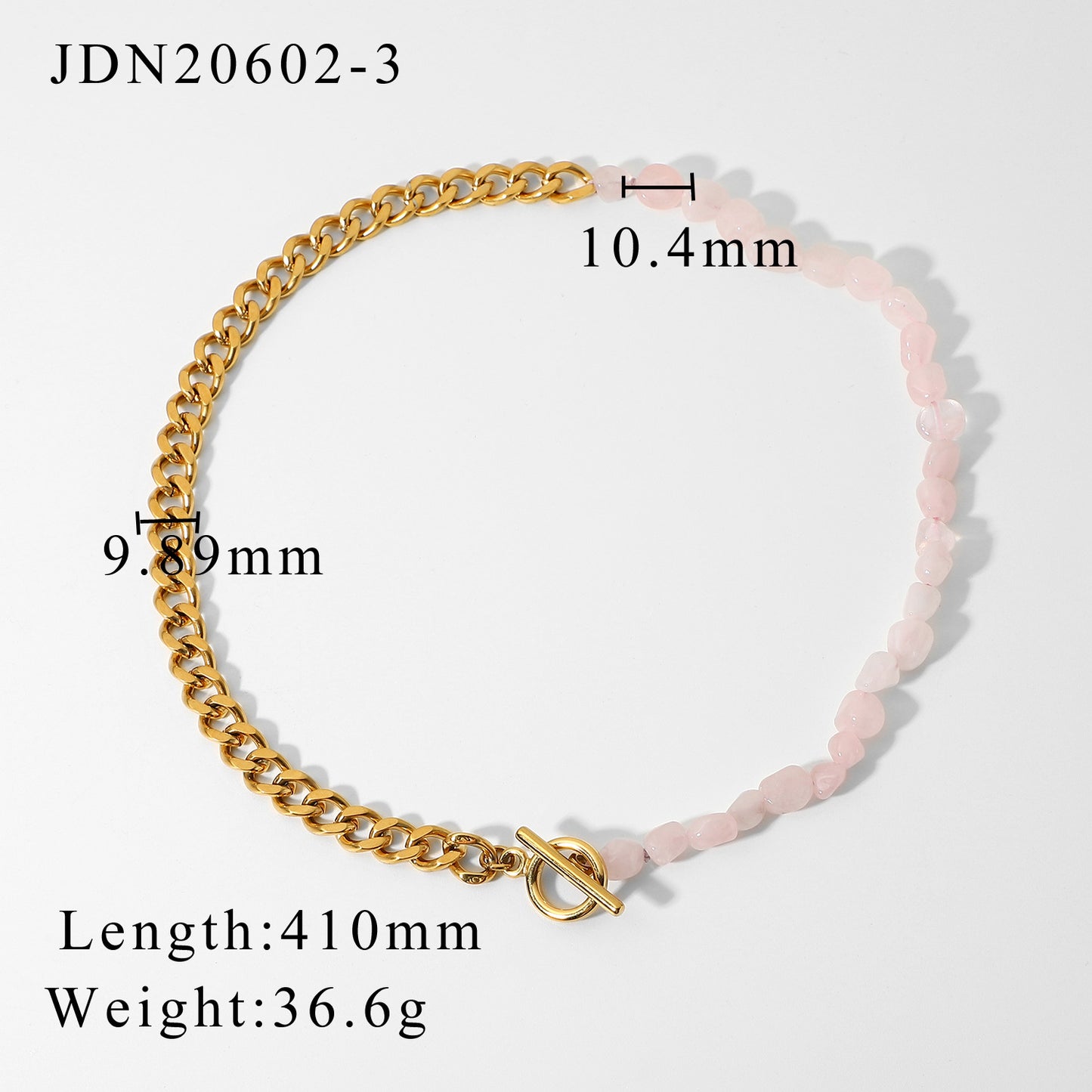 18K Stainless Steel OT Buckle Colored Natural Stone Beaded Cuban Necklace for Women