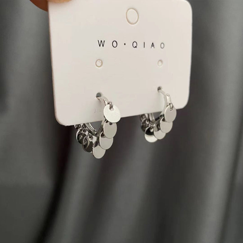 Retro Geometric Alloy Plated Earrings with 925 Silver Needle