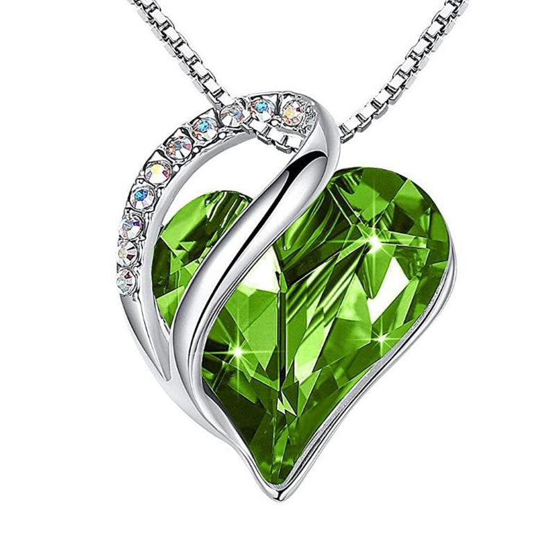 Heart Shape Crystal Birthstone Pendant Necklace