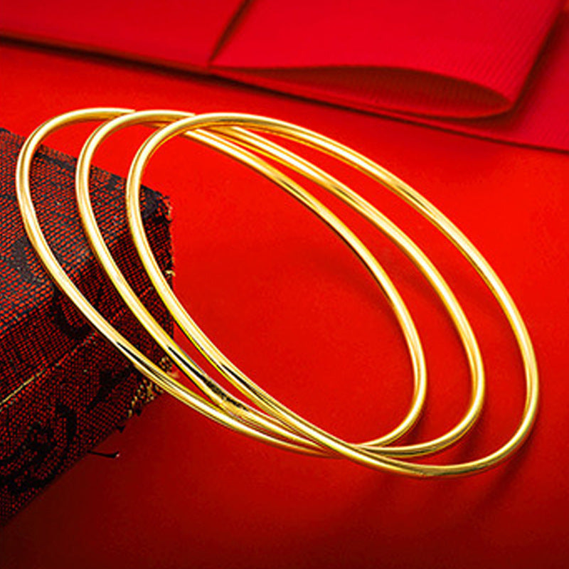 Simple Geometric Gold Plated Copper Bangle Bracelet