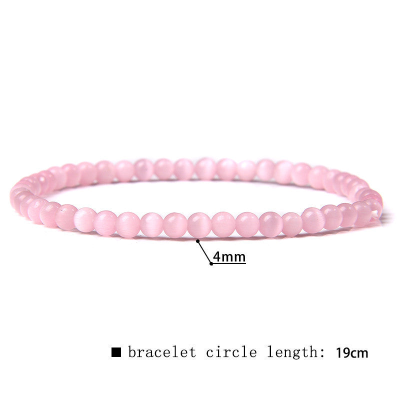 Minimalist Natural Stone Beaded Bracelet - 4mm Gemstone Jewelry for Women
