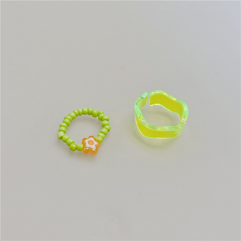 Geometric Acrylic Resin Multicolor Women's Rings