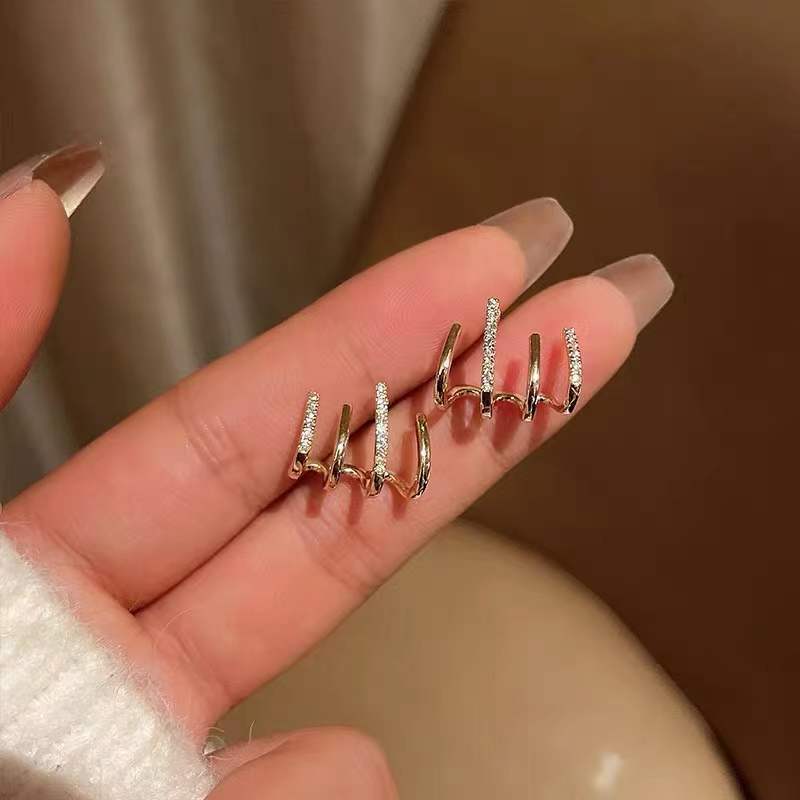 S925 U-Shaped Diamond Earrings - Korean Minimalist Vintage Style 2022