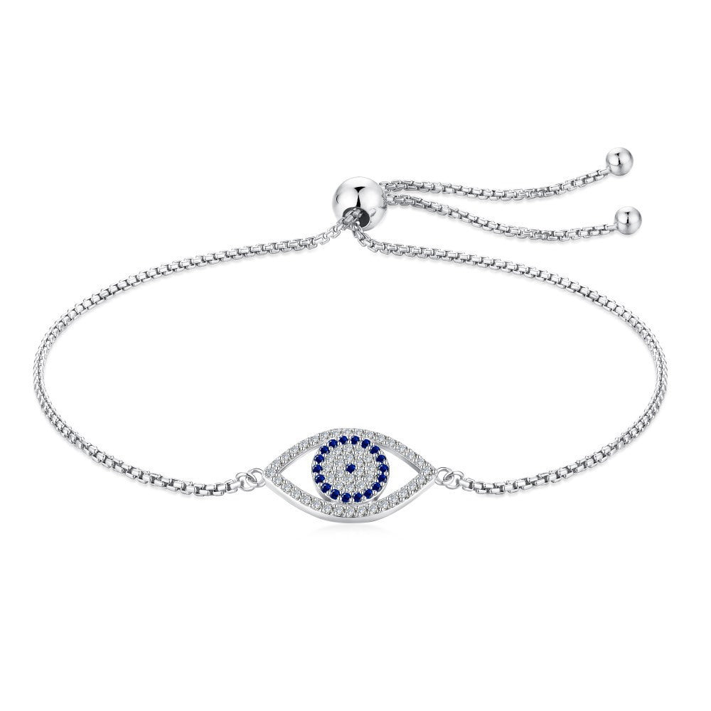 Simple Style Devil's Eye Sterling Silver Zircon Bracelet - Minimalist Luxury Design
