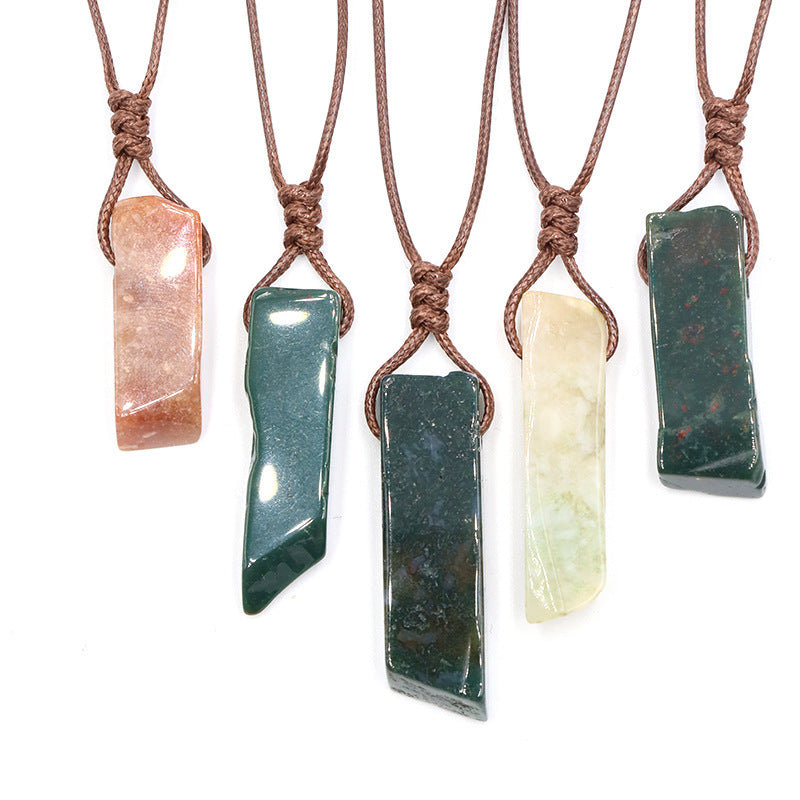 Amethyst and Red Agate Irregular Gemstone Pendant Necklace