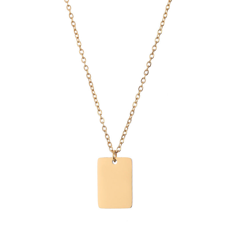 Stainless Steel Gold-Plated Square Pendant Necklace