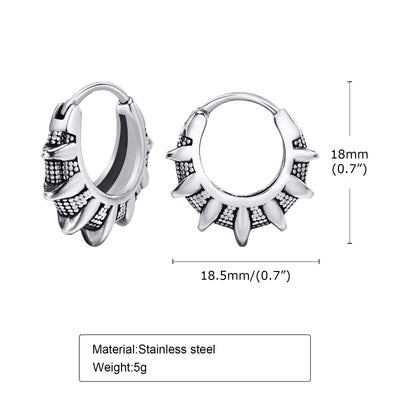 Retro Punk U Shape Enamel Carved Stainless Steel Earrings