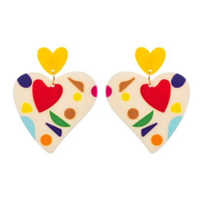1 Pair Asymmetric Flower Inlay Alloy Resin Drop Earrings