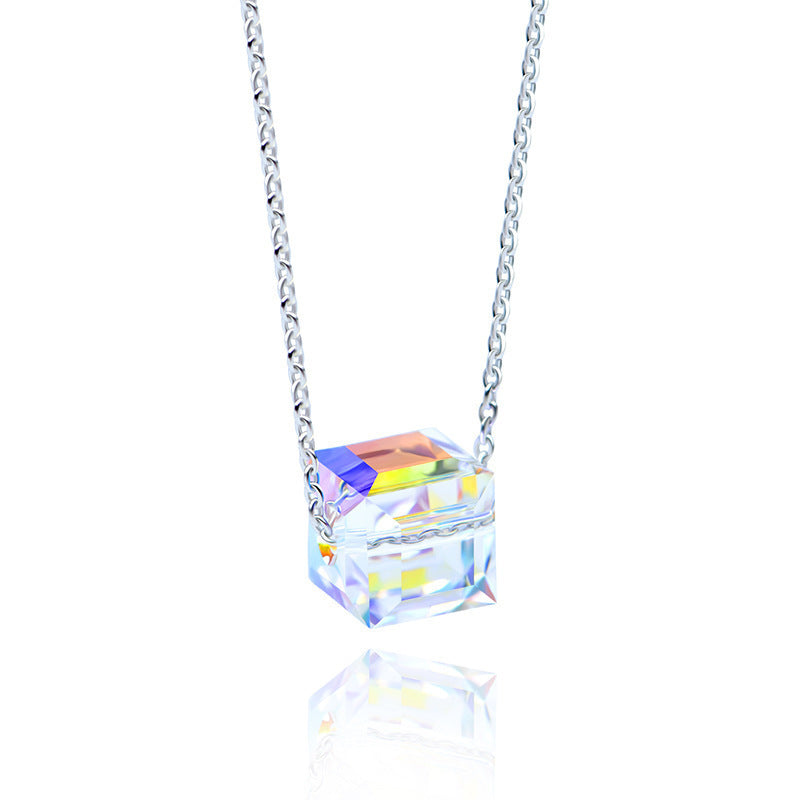 Simple Square Crystal Jewelry Set for Women - Necklace, Bracelet, and Earrings