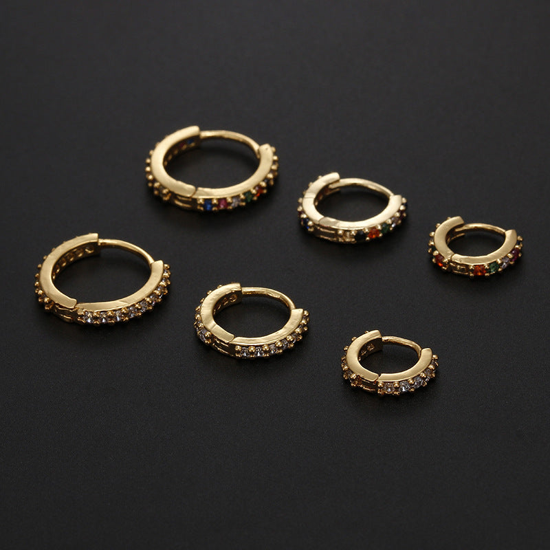 Fashion Round Zircon Inlay Copper Nose Ring and Cartilage Earring
