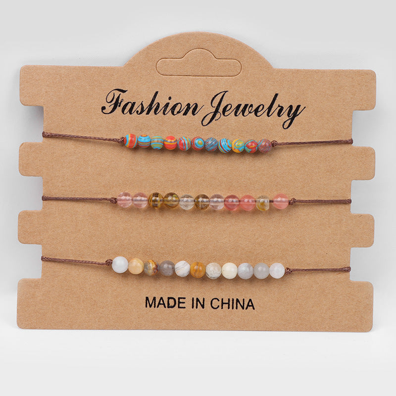 Fashion Irregular Gravel Agate Beaded Bracelet Set - 3 Pieces