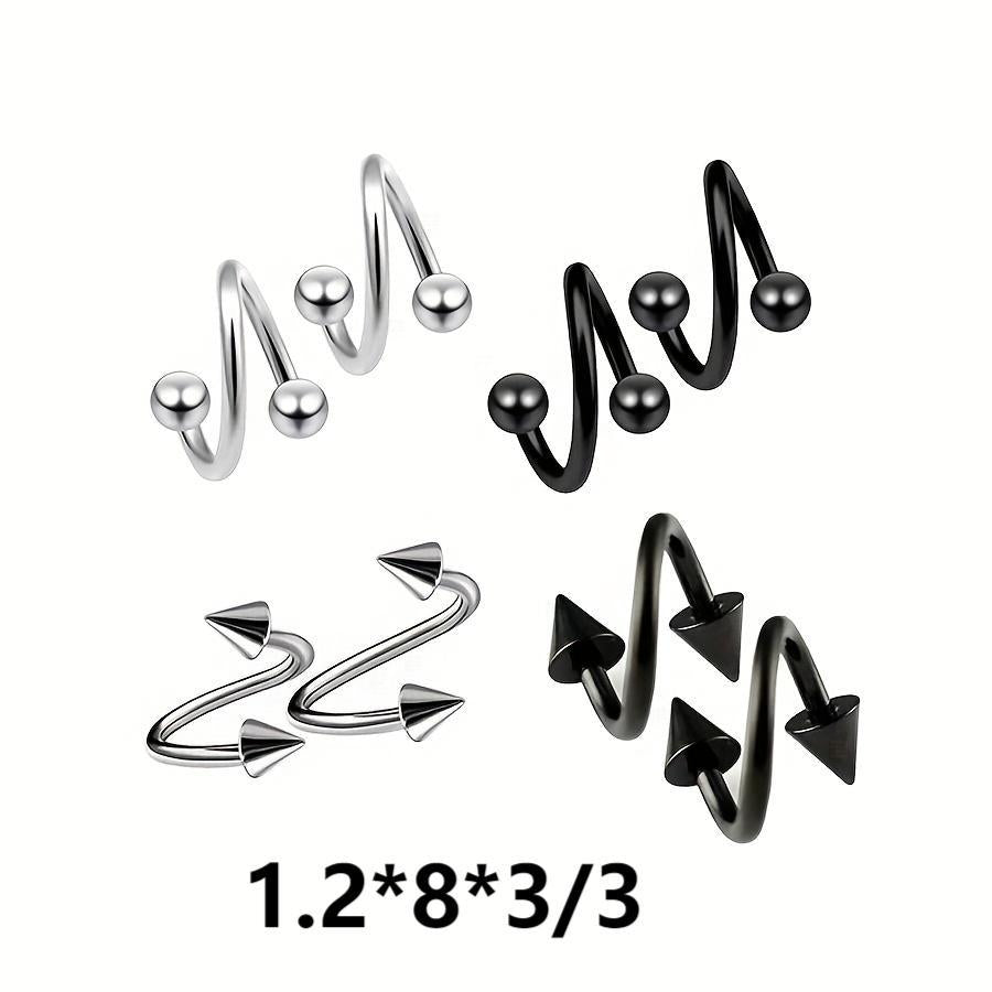 Geometric Stainless Steel S-Shaped Lip and Nose Ring Piercing Jewelry